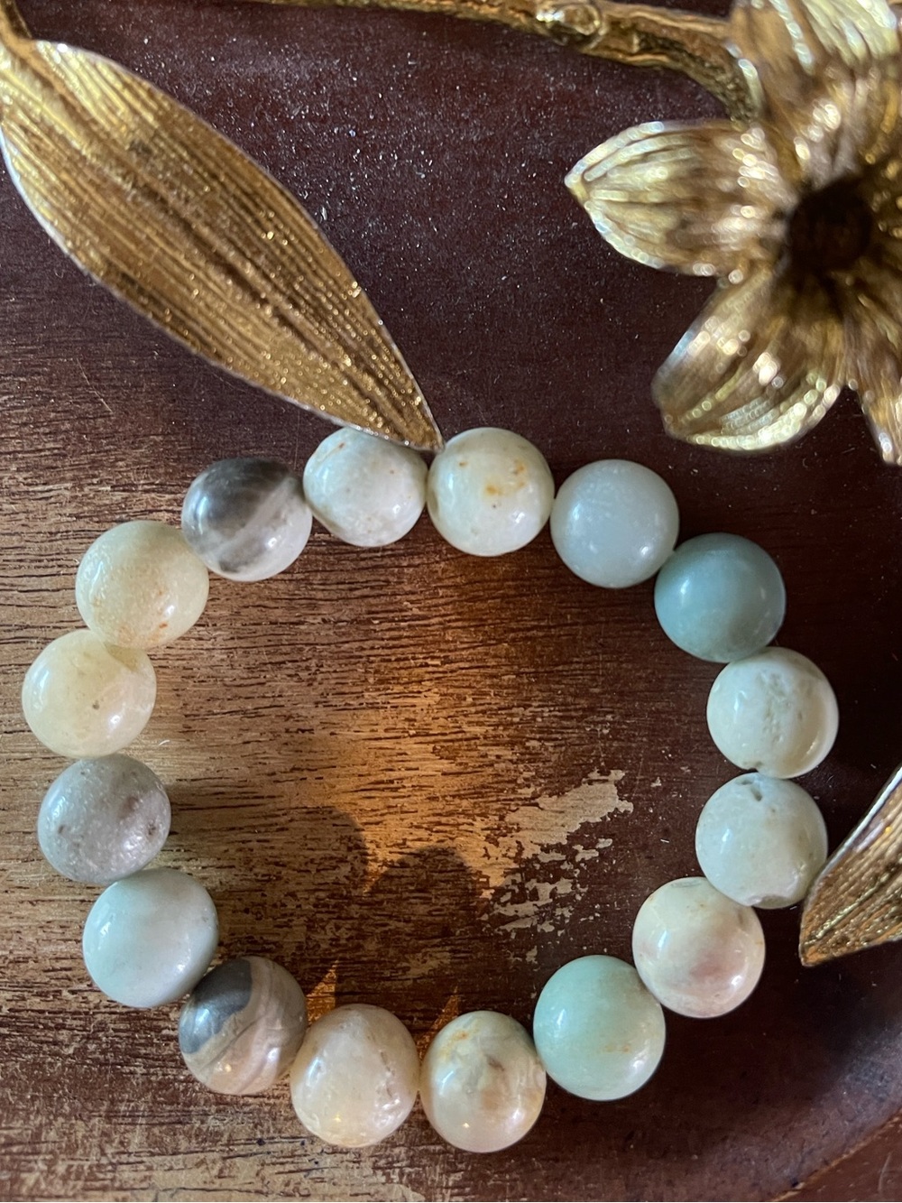 Amazonite Beaded Stretch Bracelet in Pale Blue-Green